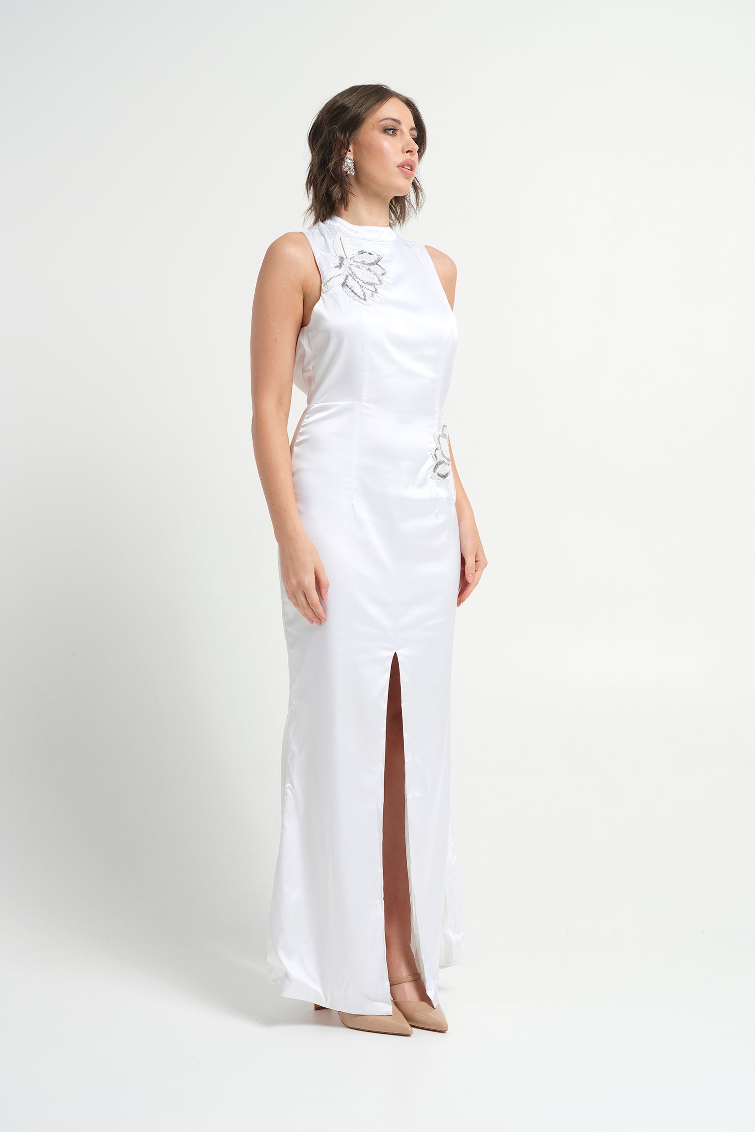 Paris Hand Embroidered Gown - White