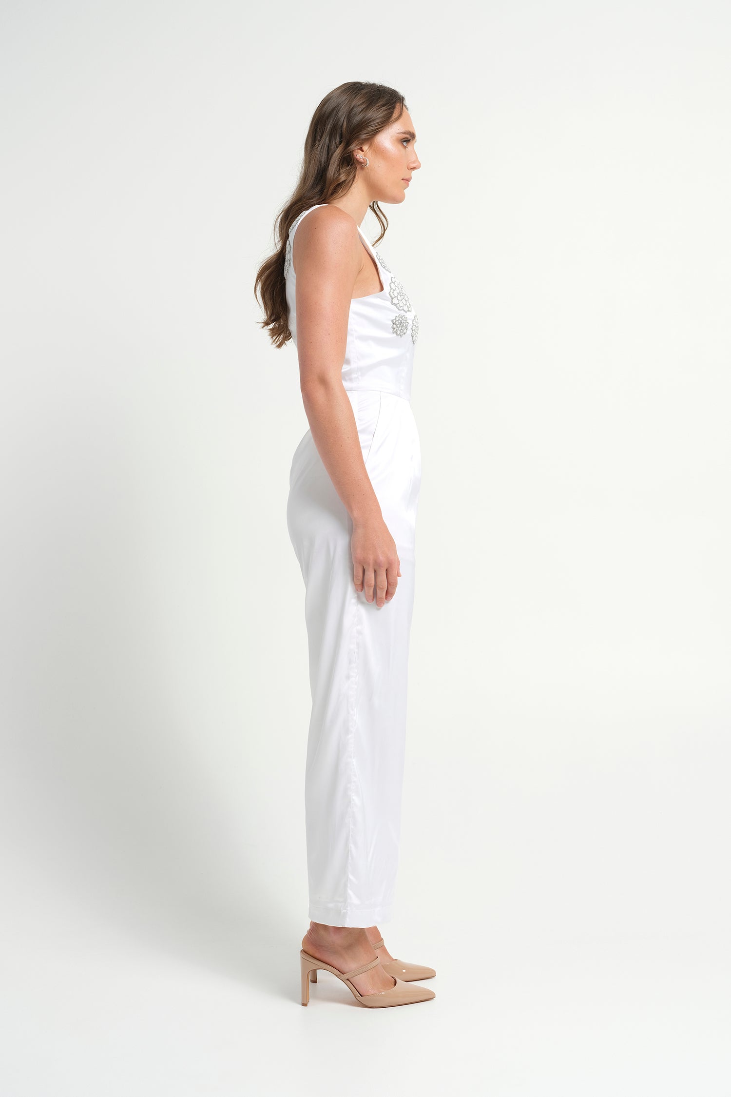 Paris Hand Embroidered Jumpsuit - White